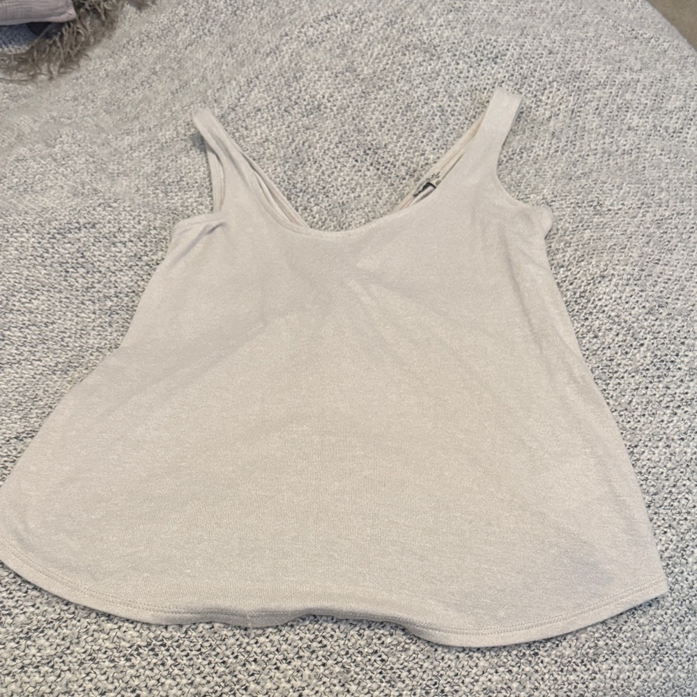 Express One Eleven Twist Front Tank Top Women’s Small Beige Cream Soft Draped